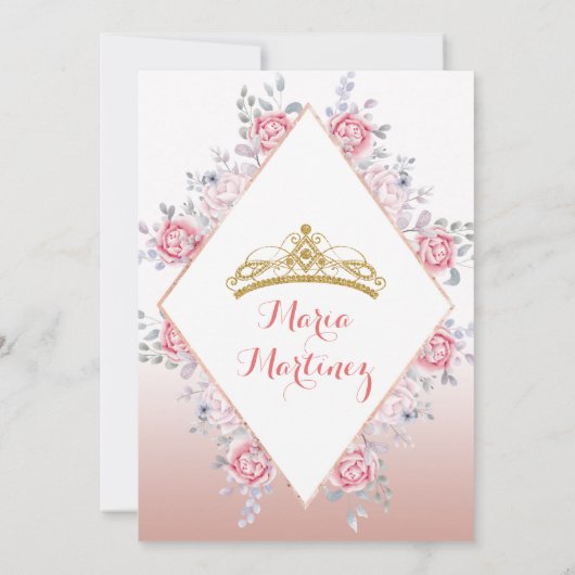 Roos Gold Mexican Mis Quince Invitation Kaart (Achterkant)