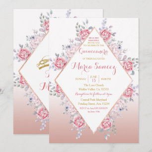 Roos Gold Mexican Mis Quince Invitation Kaart