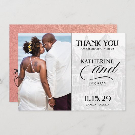 Roos Gold Mexico Passport Bedankkaart (Voorkant / Achterkant)