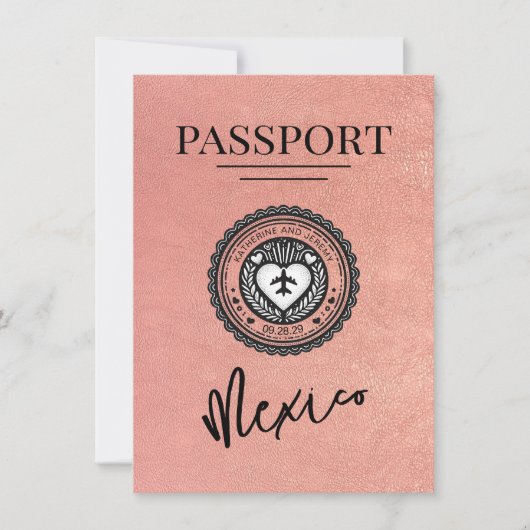 Roos Gold Mexico Passport Bewaar de datum Save The Date (Voorkant)