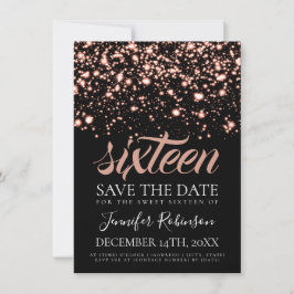 Roos Gold Midnight Glam Sweet 16 Birthday Party Save The Date