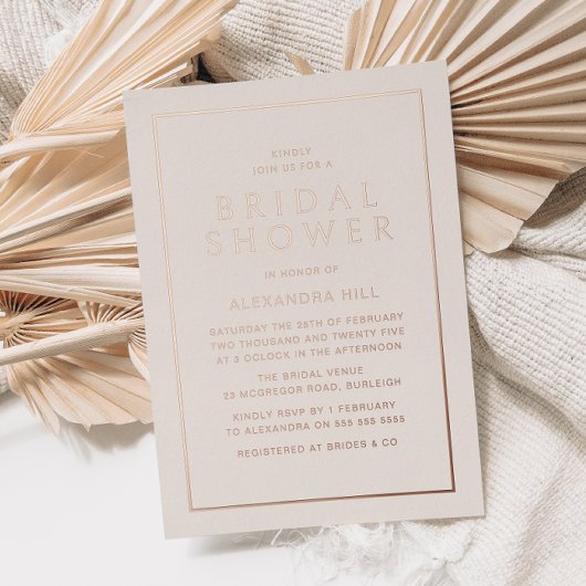 Roos Gold Minimal Modern Vrijgezellenfeest Folie Uitnodiging