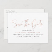 Roos Gold Minimal Typography Bewaar de datum Aankondigingskaart (Voorkant / Achterkant)