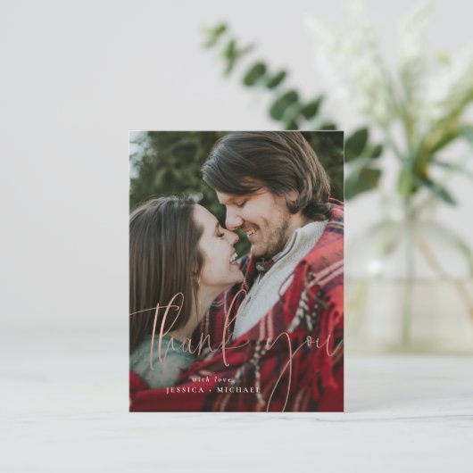 Roos Gold Minimal Typography Dank je kaarten (Staand voorkant)