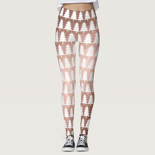 Roos Gold Minimal Xmas Tree Leggings (Voorkant)