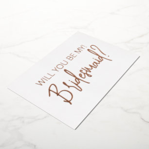 Roos Gold Minimale Bridesmaid-conceptkaart - Folie Folie Uitnodiging