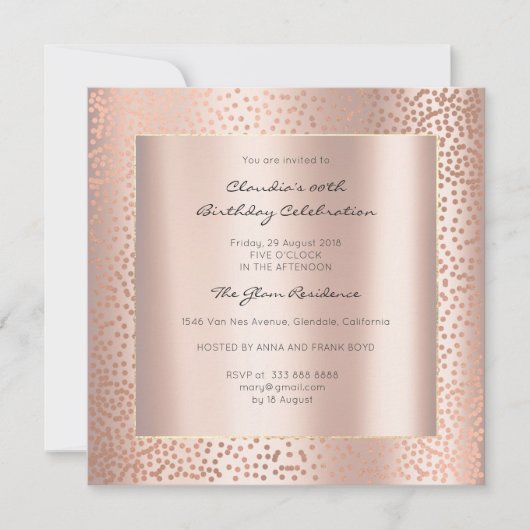Roos Gold Minimale Stippen Blush Confetti Birthday Kaart (Voorkant)