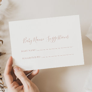 Roos Gold Minimalist Baby Naam Suggesties Kaart