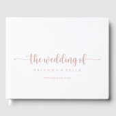 Roos Gold Minimalist Calligraphy Wedding Gastenboek (Voorkant)
