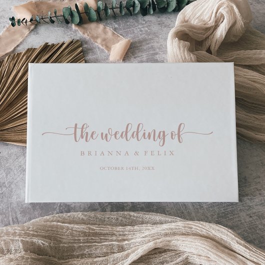 Roos Gold Minimalist Calligraphy Wedding Gastenboek