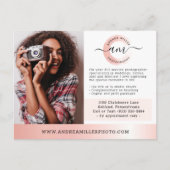 Roos Gold Minimalist Fotograaf Marketing Foto Briefkaart (Voorkant)