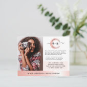 Roos Gold Minimalist Fotograaf Marketing Foto Briefkaart (Staand voorkant)