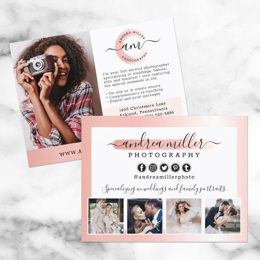 Roos Gold Minimalist Fotograaf Marketing Foto Briefkaart