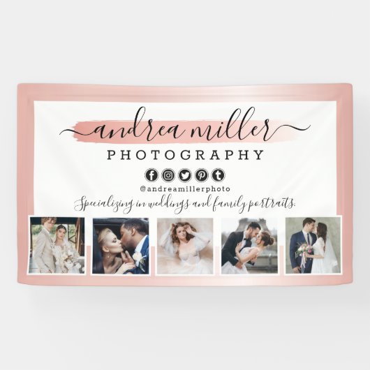 Roos Gold Minimalist Fotograaf Marketing Foto's Spandoek (Horizontaal)