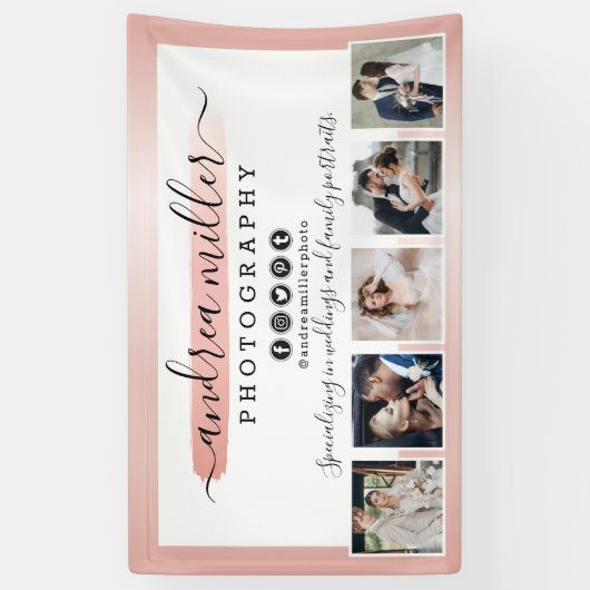 Roos Gold Minimalist Fotograaf Marketing Foto's Spandoek (Verticaal)