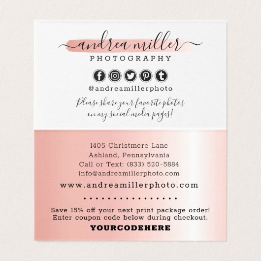 Roos Gold Minimalist Logo Klantenkaart Hartelijk d Kaart (Binnenkant ongevouwen)