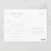 Roos Gold Minimalist Menu Keuze RSVP Briefkaart (Achterkant)