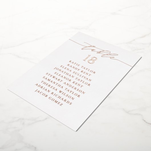 Roos Gold Minimalist Script Trouwstoel Kaart (Gedraaid)