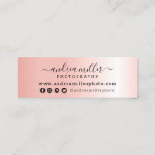 Roos Gold Minimalist Verf Aangepaste Logo foto Mini Visitekaartje (Achterkant)