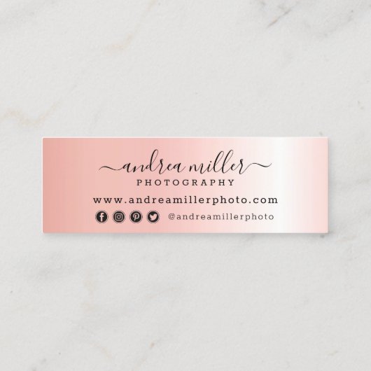 Roos Gold Minimalist Verf Aangepaste Logo Mini Visitekaartje (Achterkant)