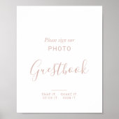 Roos Gold Minimalist Weduwfoto Guestbook Poster (Voorkant)