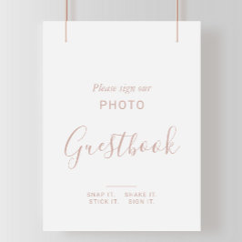 Roos Gold Minimalist Weduwfoto Guestbook Poster