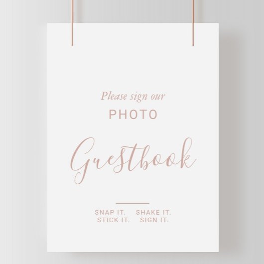 Roos Gold Minimalist Weduwfoto Guestbook Poster