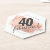 Roos Gold Minimalistisch 40-jarige hexagon Kartonnen Onderzetters (Schuin)