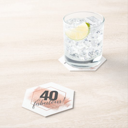 Roos Gold Minimalistisch 40-jarige hexagon Kartonnen Onderzetters (Insitu)