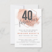Roos Gold Minimalistisch 40e verjaardag uitnodigin Aankondiging (Voorkant)