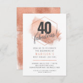 Roos Gold Minimalistisch 40e verjaardag uitnodigin Aankondiging (Voorkant / Achterkant)