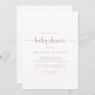 Roos Gold minimalistisch kalligrafie Baby shower Kaart