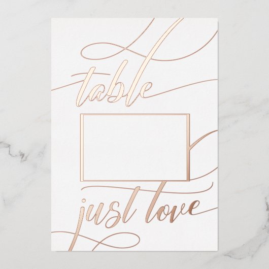 Roos Gold Minimalistisch Kalligrafie Tafelnummer (Voorkant)