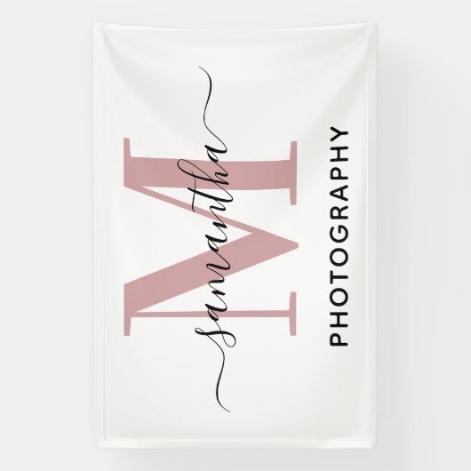 Roos Gold Minimalistisch Monogram M Logo Spandoek (Verticaal)