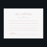 Roos Gold minimalistische bruiloft advies Kaart<br><div class="desc">Deze rozen gouden minimalistische trouwadvieskaart is ideaal voor een moderne bruiloft. Het ontwerp heeft een prachtig lettertype in roos goud. Deze kaarten zijn ideaal voor een bruiloft,  vrijgezellenfeest,  baby shower,  afstudeerfeest & meer. Personaliseer de kaarten met de namen van de bruid en bruidegom,  aanstaande ouders of afstuderen.</div>