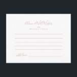 Roos Gold minimalistische bruiloft advies Kaart<br><div class="desc">Deze rozen gouden minimalistische trouwadvieskaart is ideaal voor een moderne bruiloft. Het ontwerp heeft een prachtig lettertype in roos goud. Deze kaarten zijn ideaal voor een bruiloft,  vrijgezellenfeest,  baby shower,  afstudeerfeest & meer. Personaliseer de kaarten met de namen van de bruid en bruidegom,  aanstaande ouders of afstuderen.</div>