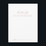 Roos Gold minimalistische bruiloft emmer lijst Kaa Briefkaart<br><div class="desc">Deze rozen gouden minimalistische trouwemmerlijstkaarten zijn de perfecte activiteit voor een moderne huwelijksreceptie of vrijgezellenfeest. Het eenvoudige en elegante ontwerp is voorzien van klassieke en fancy scripttypografie in roos goud. Verander de formulering om aan te passen aan elke levensevenement. Bucket list teken wordt apart verkocht.</div>