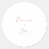 Roos Gold minimalistische bruiloft envelop afdicht Ronde Sticker (Voorkant)