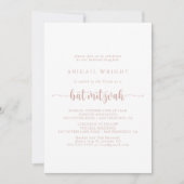 Roos Gold minimalistische kalligrafie Bat Mitzvah Kaart (Voorkant)