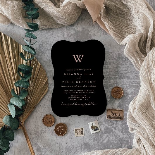 Roos Gold minimalistische monogram bruiloft Kaart