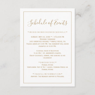 Roos Gold Minimalistische Wedding Schedule Kaart