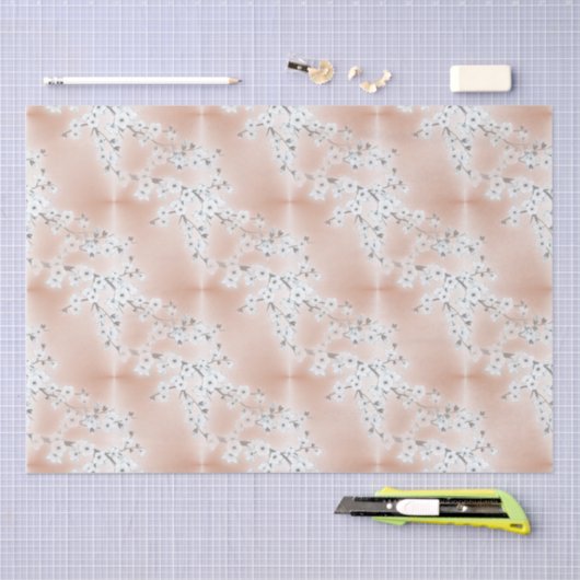 Roos Gold Mint White Cherry Blossom Tissuepapier (Craft)