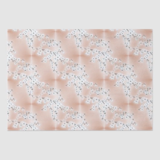 Roos Gold Mint White Cherry Blossom Tissuepapier (Voorkant)