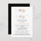 Roos Gold Miss voor Mrs. Bridal Shower Invitations Kaart (Voorkant / Achterkant)