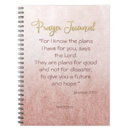 Roos Gold Mist Gold Lettering, gepersonaliseerd ge Notitieboek