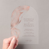 Roos Gold Modern abstract Elegant Trouwen Acryl Uitnodigingen (Insitu (Draagbaar))