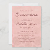 Roos Gold Modern Abstract Floral | Quinceañera Kaart (Voorkant)