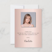 Roos Gold Modern afstuderen Dank u kaart (Achterkant)