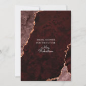 Roos Gold Modern Agate Burgundy Dusty Pink Bridal Kaart (Achterkant)