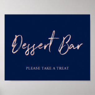 Roos Gold Modern borstelteken dessert Bar Poster